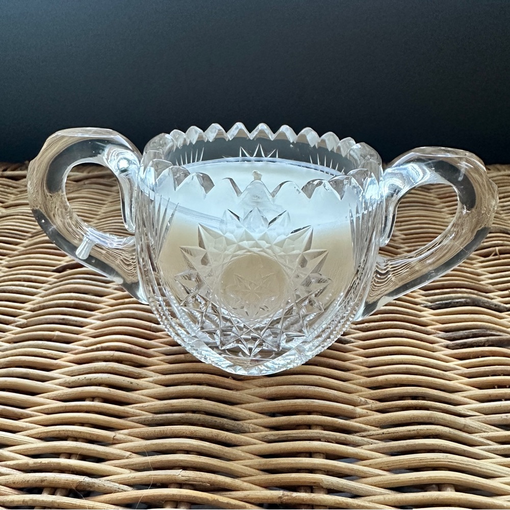 Leaded Cut Glass Double-Handled Crystal Dish with Candle